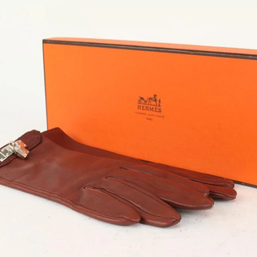 Hermès Size 6 Burgundy Leather Kelly Hommage Glove